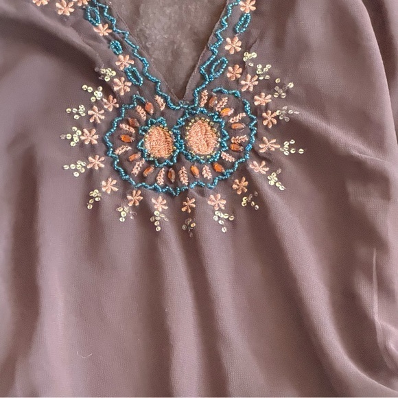 Cotton Express Y2K Sheer Embroidered Tunic Boho Fairycore Cottage Witch Top Sz M - Picture 9 of 11